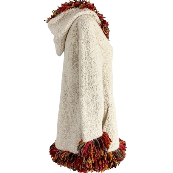 World Folk Art Nanaimo Canada Knit Wool Fringe Jacket  Size XL - Picture 2 of 10